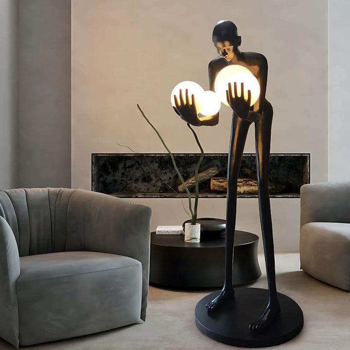 Light Guardian Floor Lamp, an Art Deco resin sculpture, perfect for living room decorations with a unique design.