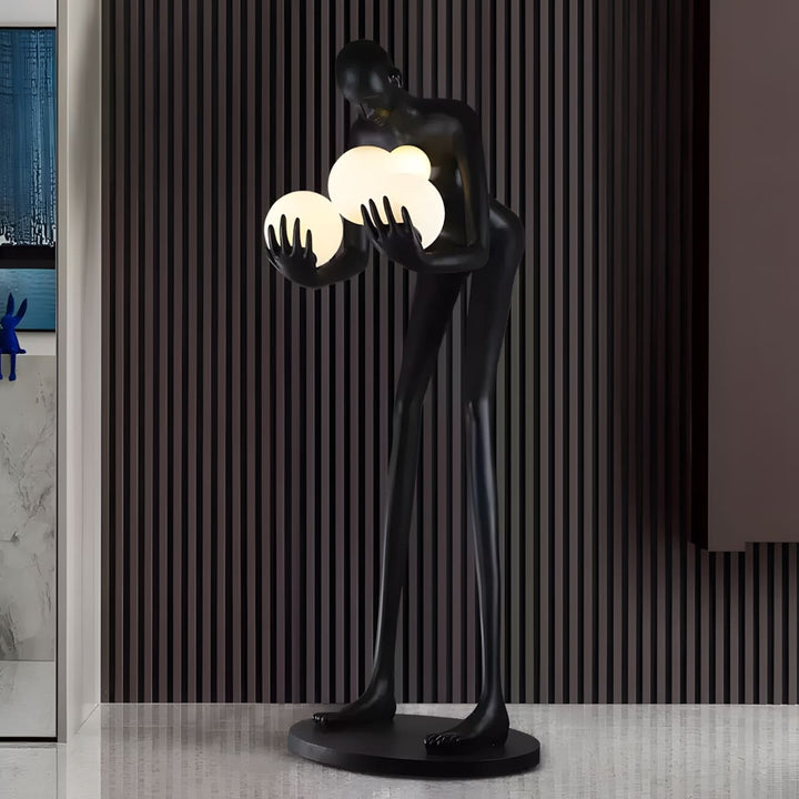 Light Guardian Floor Lamp: resin sculpture, Art Deco living room decor, decorative ornamental design.