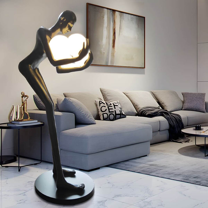 Light Guardian Floor Lamp, a resin sculpture in Art Deco style, enhancing modern living room decorations.