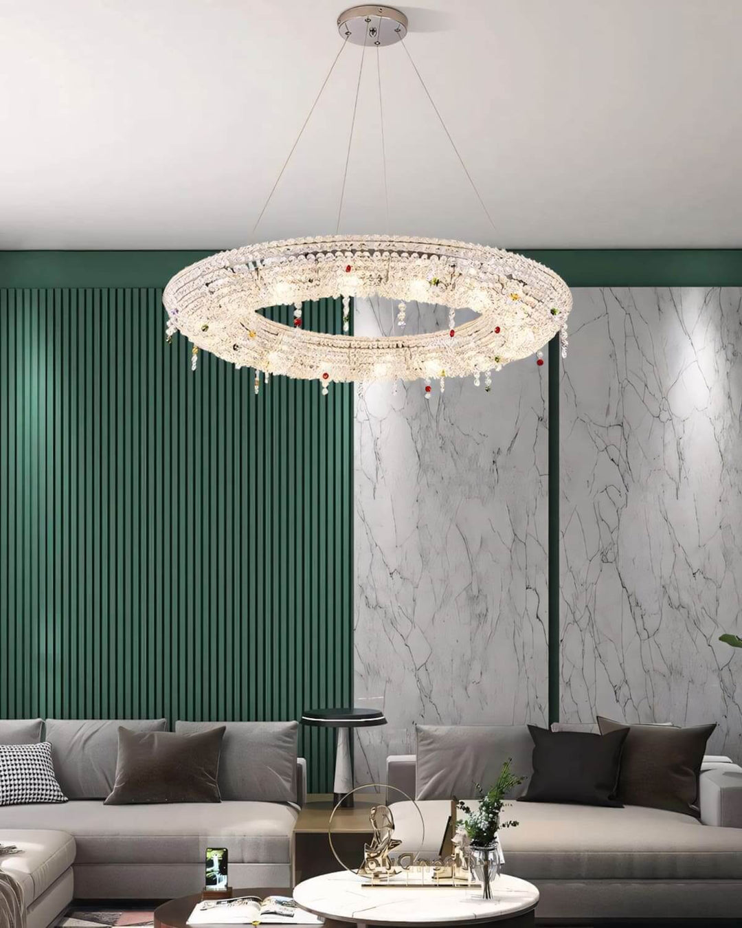 Lumori Chandelier Contemporary Round Luxury Crystal Pendant