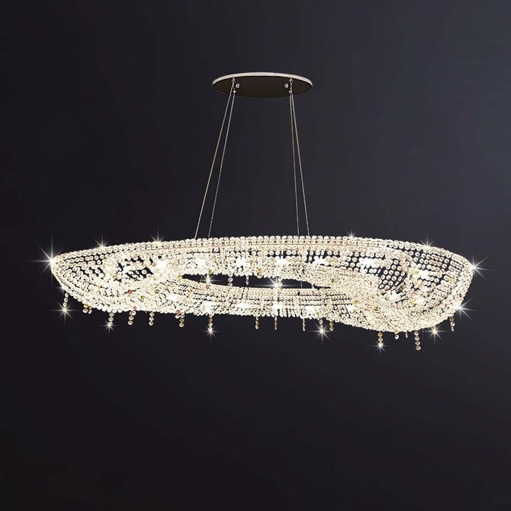 Lumori Oval Chandelier Contemporary Luxury Crystal Dining Pendant