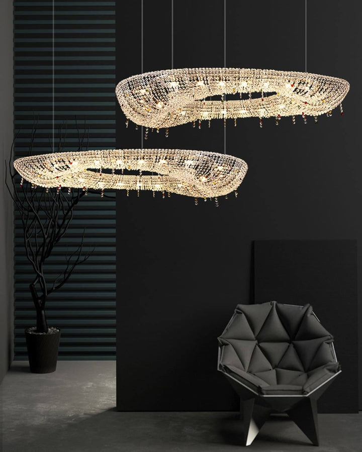 Lumori Oval Chandelier Contemporary Luxury Crystal Dining Pendant