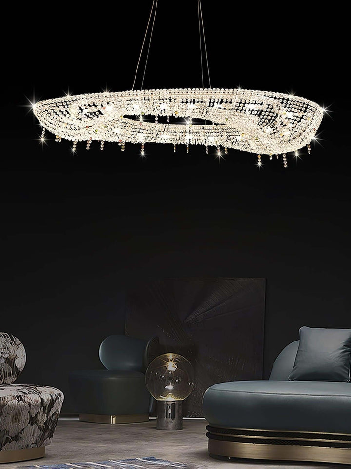 Lumori Oval Chandelier Contemporary Luxury Crystal Dining Pendant