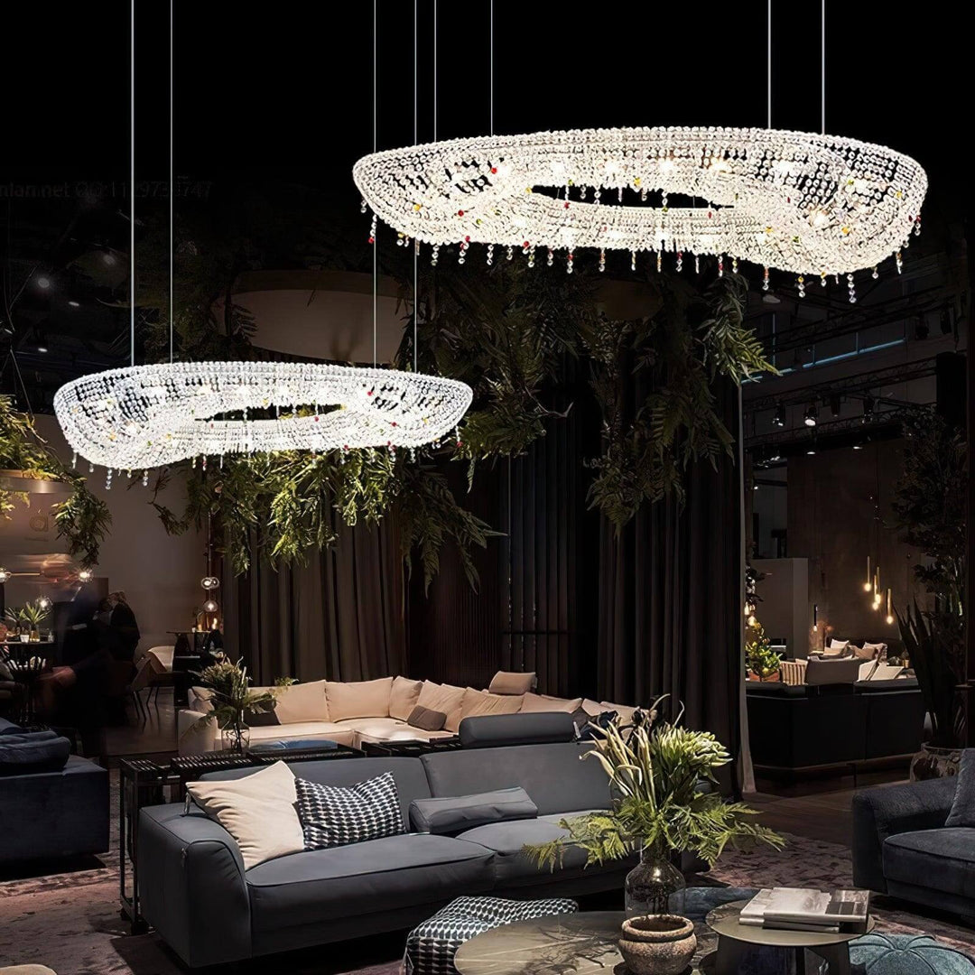 Lumori Oval Chandelier Contemporary Luxury Crystal Dining Pendant