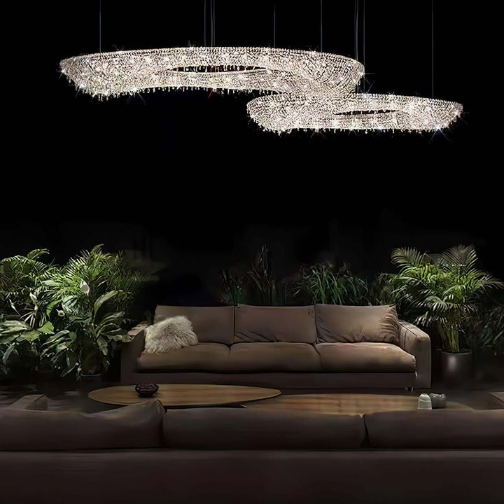 Lumori Oval Chandelier Contemporary Luxury Crystal Dining Pendant