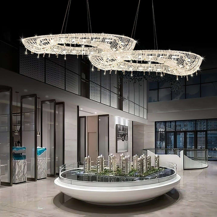 Lumori Oval Chandelier Contemporary Luxury Crystal Dining Pendant