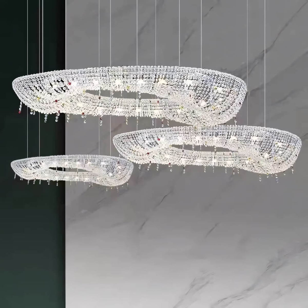 Lumori Oval Chandelier Contemporary Luxury Crystal Dining Pendant