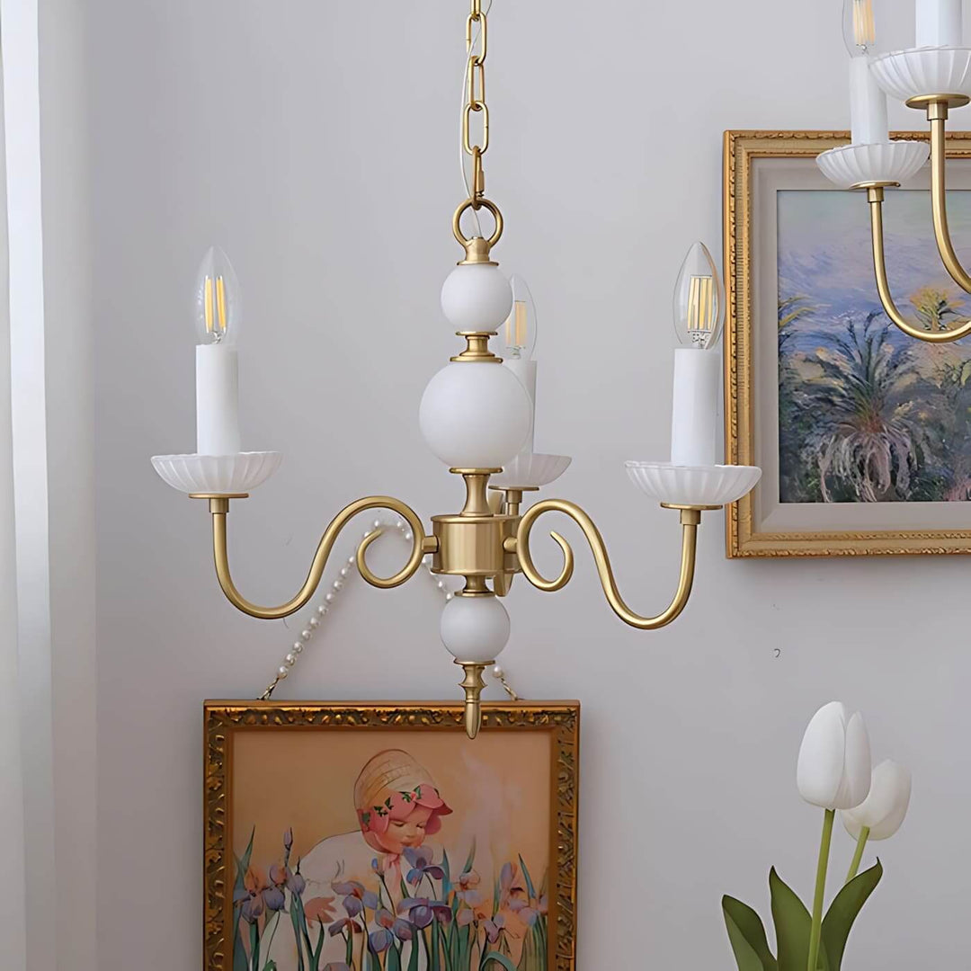 Lunelle Chandelier - Mid Century Ceramic Candle Dining Light