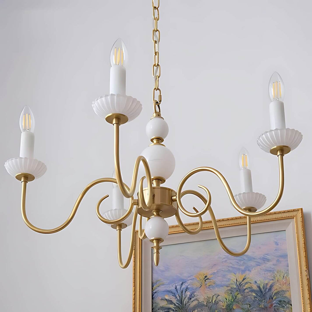 Lunelle Chandelier - Mid Century Ceramic Candle Dining Light