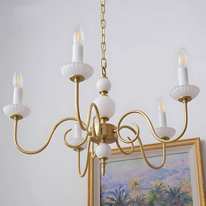 Lunelle Chandelier - Mid Century Ceramic Candle Dining Light