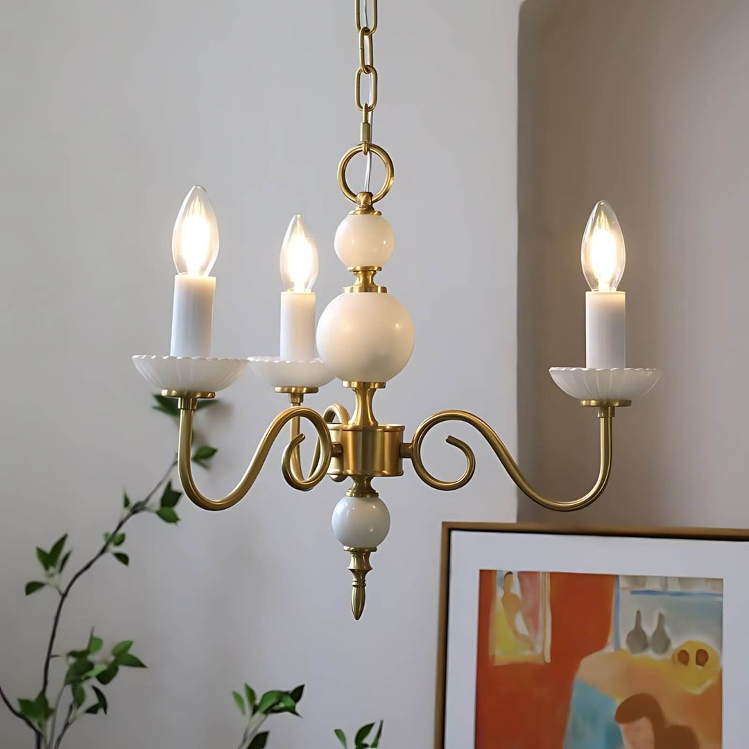 Lunelle Chandelier - Mid Century Ceramic Candle Dining Light