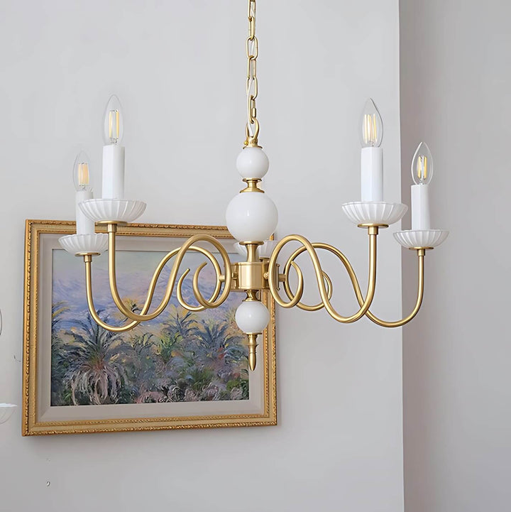 Lunelle Chandelier - Mid Century Ceramic Candle Dining Light