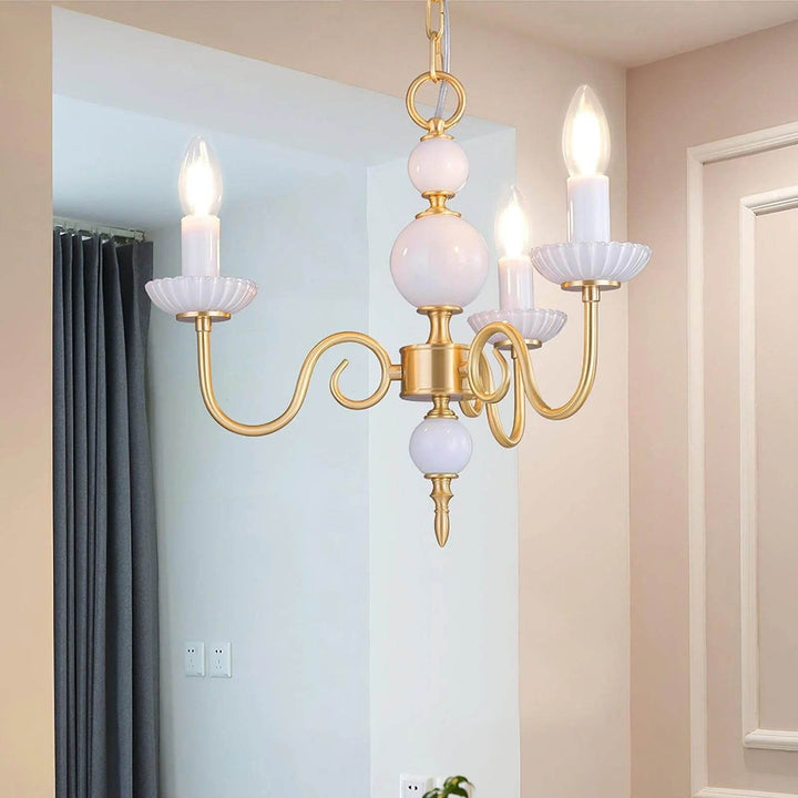 Lunelle Chandelier - Mid Century Ceramic Candle Dining Light