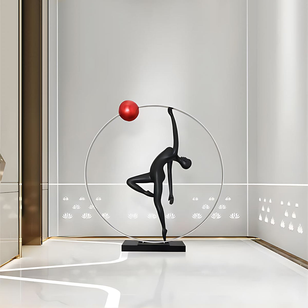 Art Deco resin sculpture of a dancer, perfect for living room decorations and modern decorative ornaments.