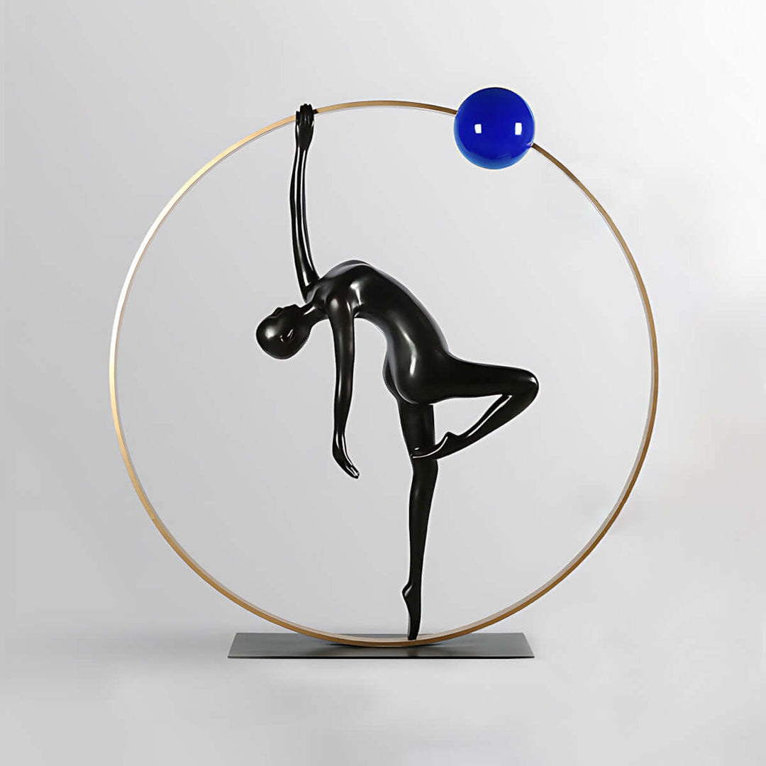 Lurevia resin sculpture featuring a graceful black figure in an Art Deco style, perfect for living room decorations.
