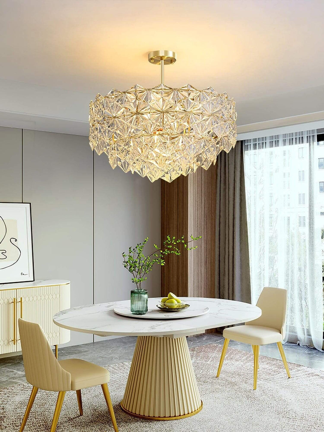 Lyrvixa Chandelier – Modern Brass & crystal Glass Lighting