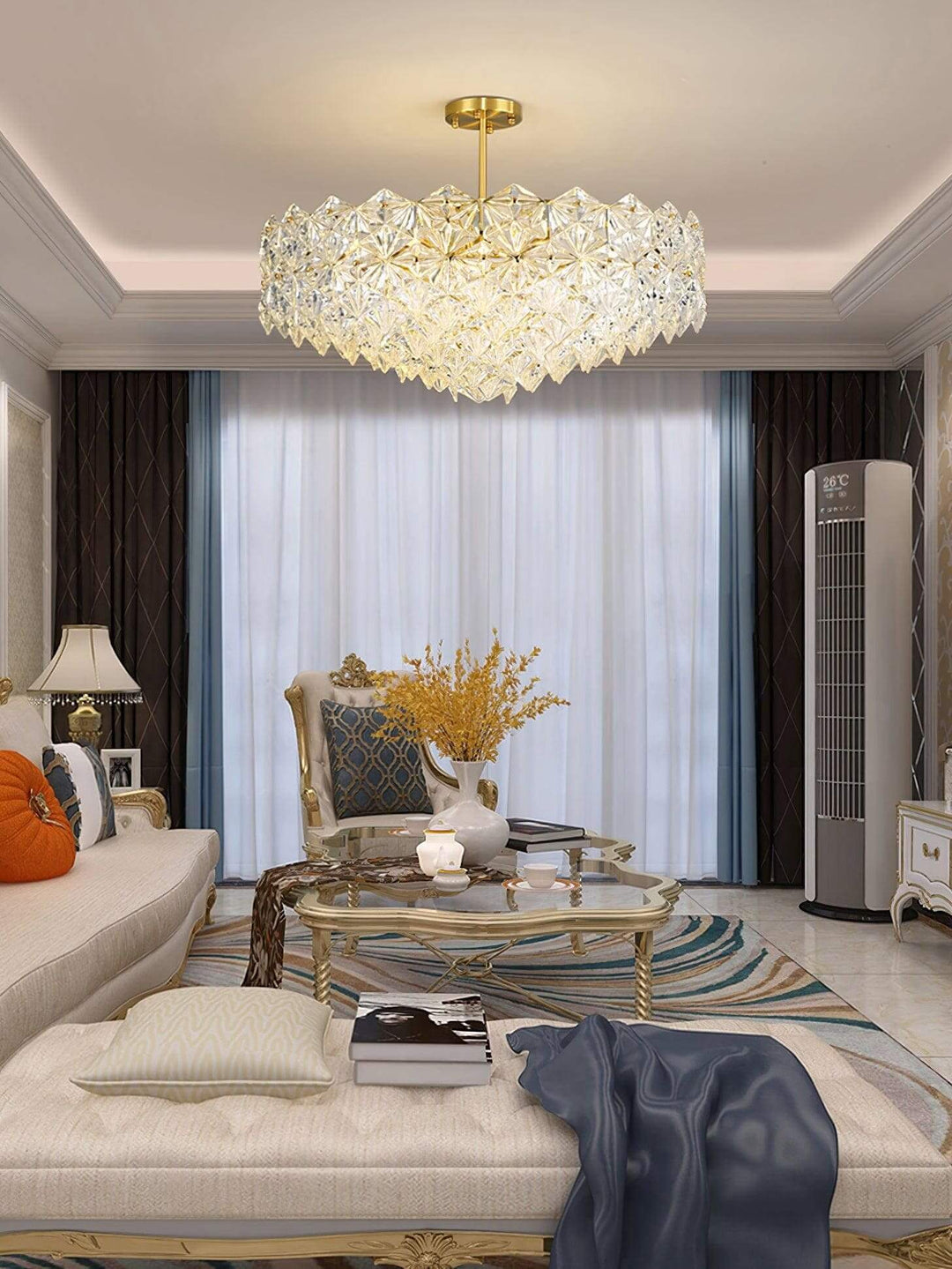 Lyrvixa Chandelier – Modern Brass & crystal Glass Lighting