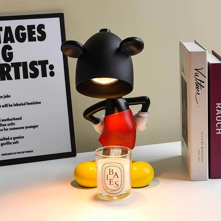 Mickey Table Lamp in art deco style, modern black table lamp with sculptural design and playful character accents.