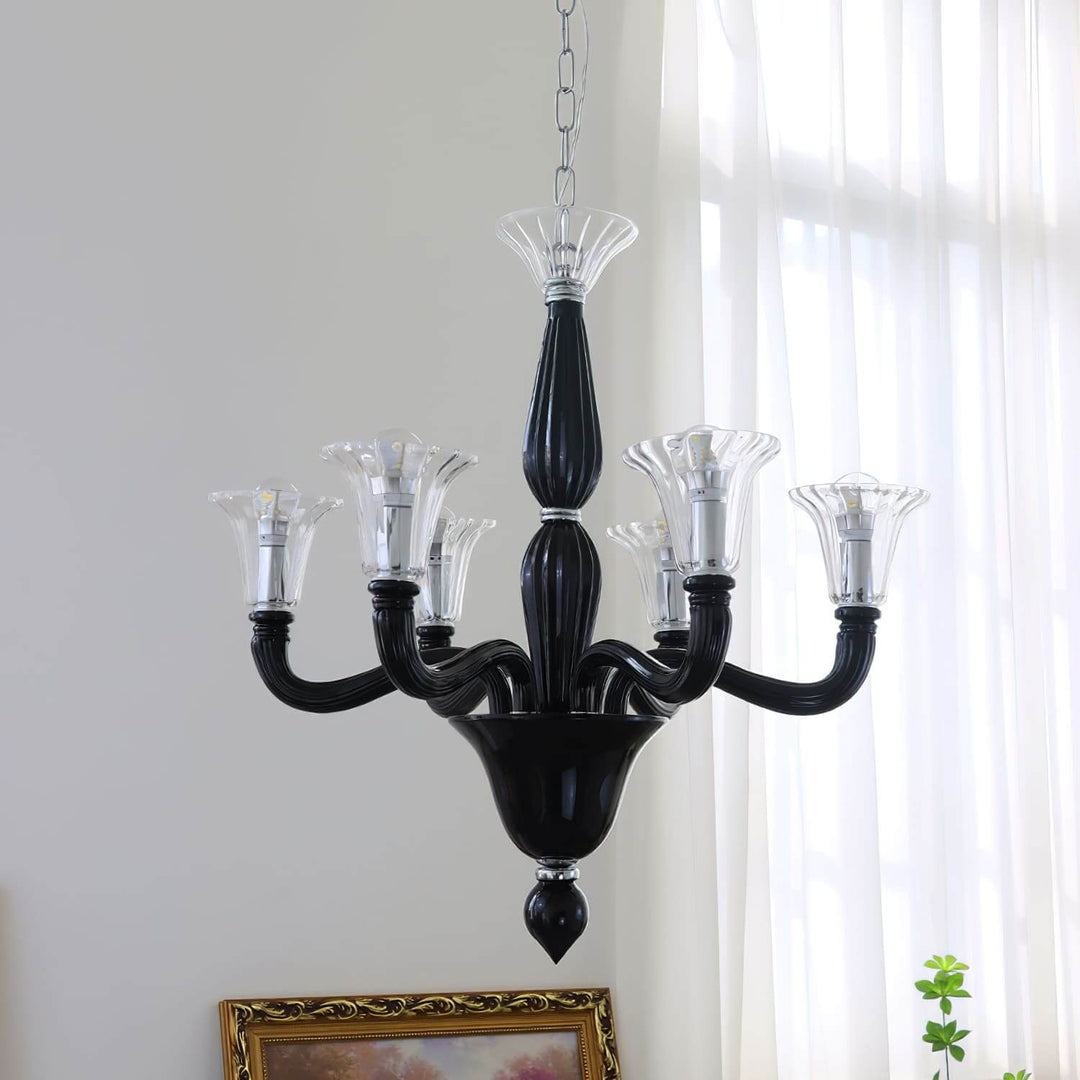 Miloze Chandelier โ Ceiling Chandelier Modern Black Glass