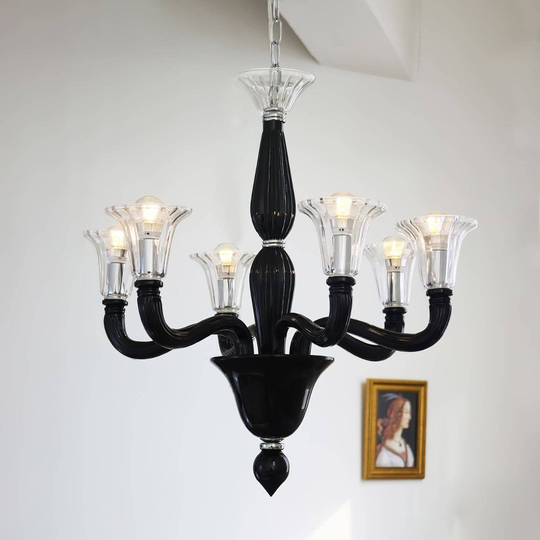 Miloze Chandelier โ Ceiling Chandelier Modern Black Glass