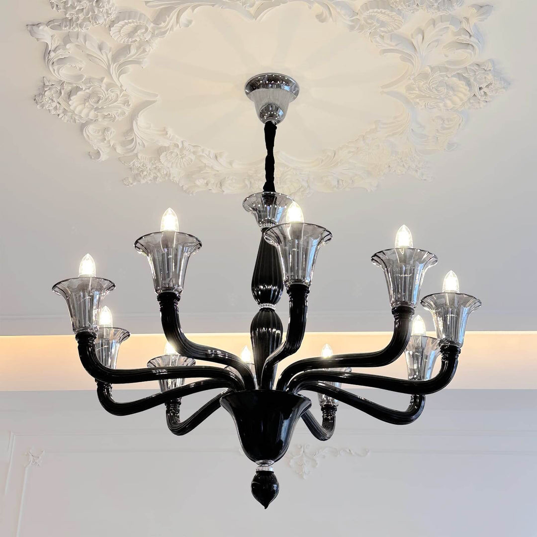 Miloze Chandelier โ Ceiling Chandelier Modern Black Glass