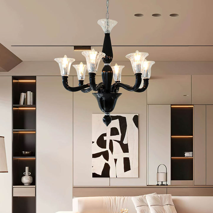Miloze Chandelier โ Ceiling Chandelier Modern Black Glass