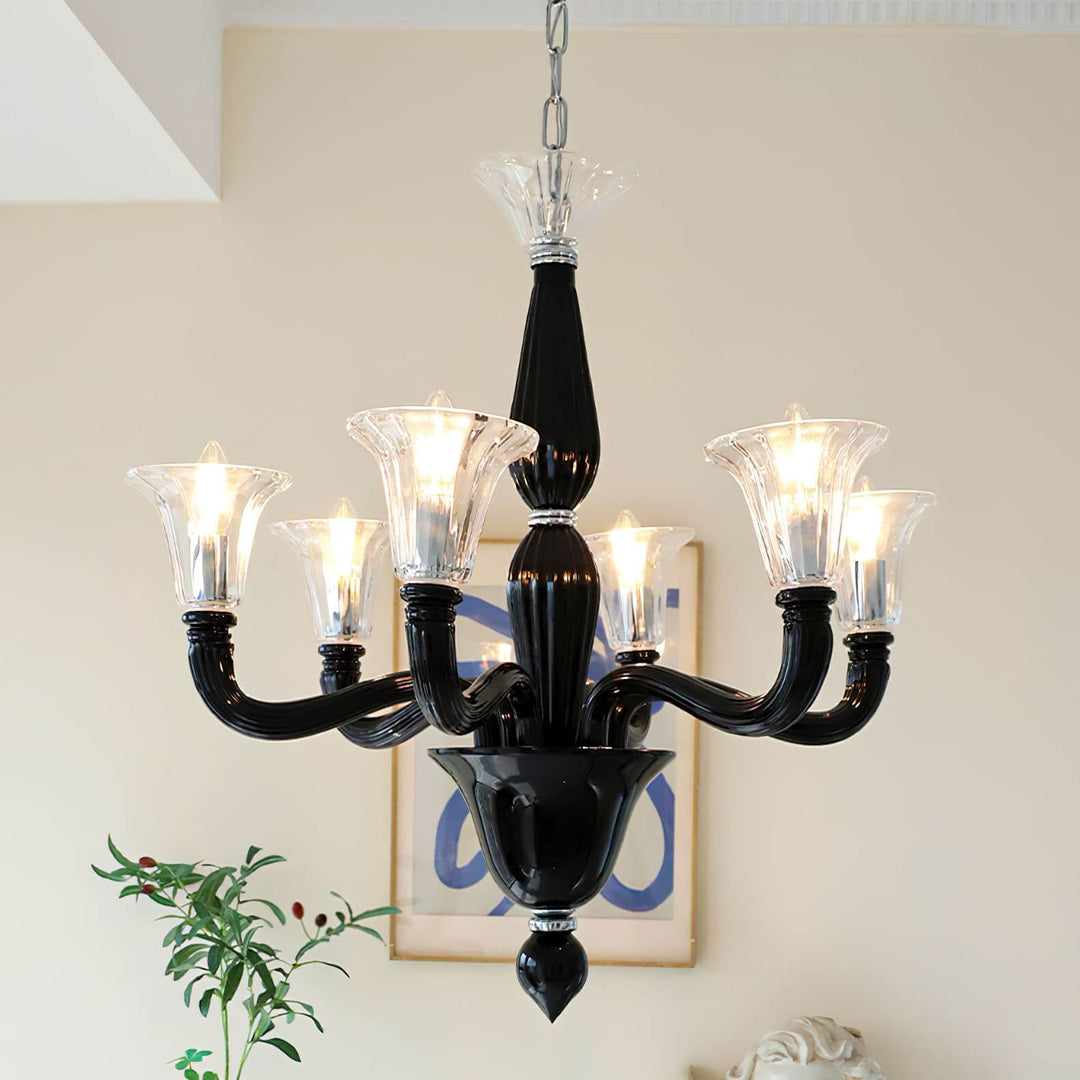 Miloze Chandelier โ Ceiling Chandelier Modern Black Glass
