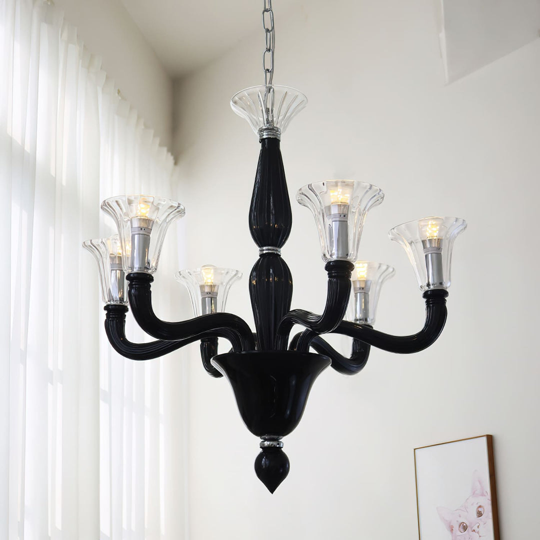 Miloze Chandelier โ Ceiling Chandelier Modern Black Glass