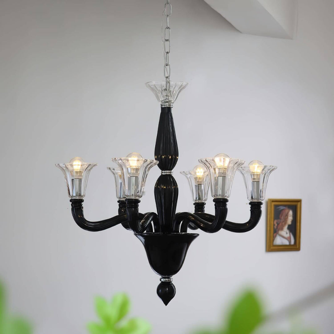 Miloze Chandelier โ Ceiling Chandelier Modern Black Glass
