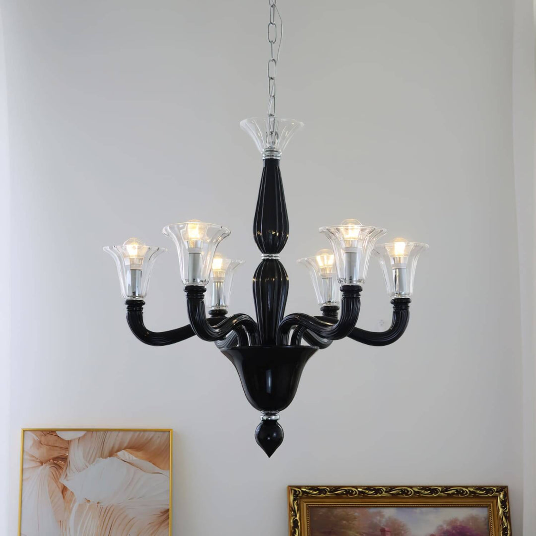 Miloze Chandelier โ Ceiling Chandelier Modern Black Glass