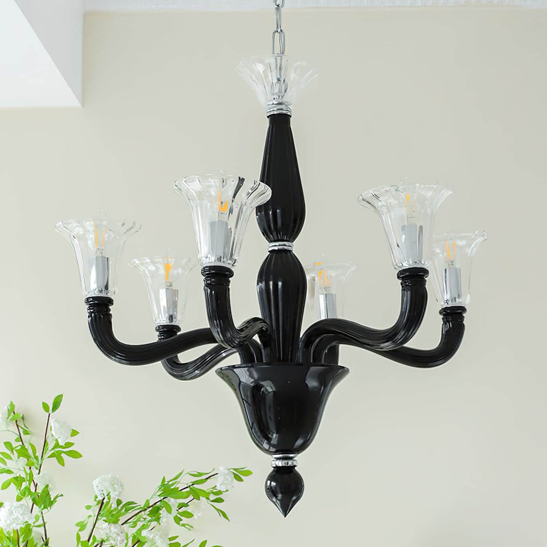 Miloze Chandelier โ Ceiling Chandelier Modern Black Glass