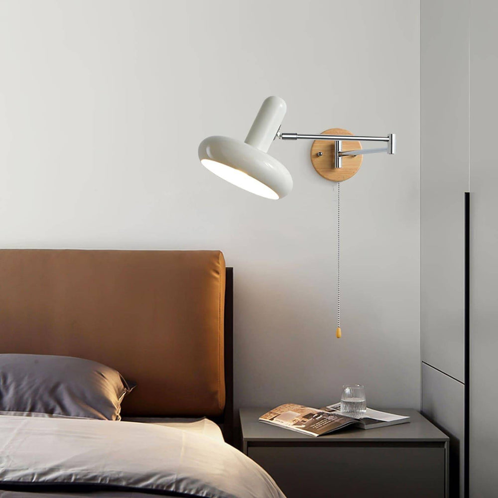 Mitzi Maddie Wall Lamp in modern white design, articulating wall sconce perfect for wall mounted reading lights.