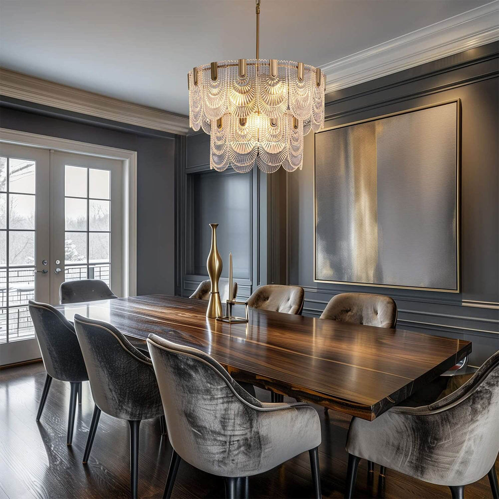 Modern Brass crystal Glass Ravilo Chandelier for Dining & Living Room