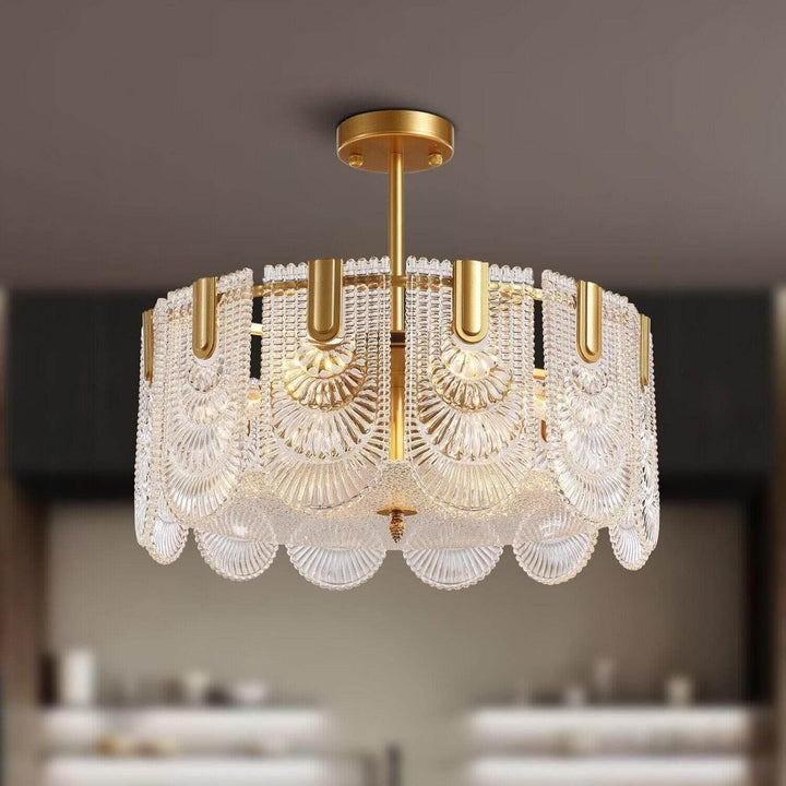 Modern Brass crystal Glass Ravilo Chandelier for Dining & Living Room