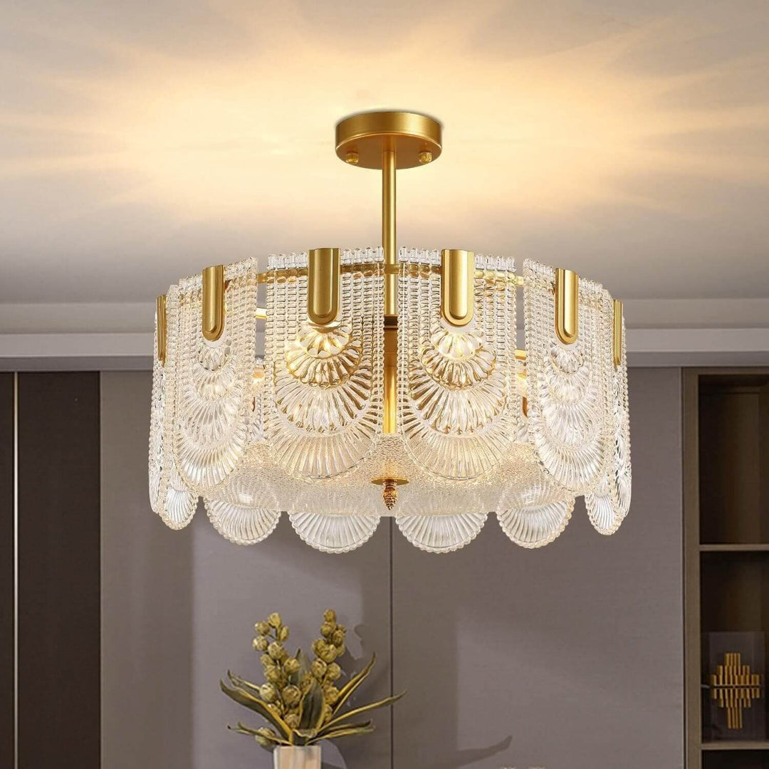 Modern Brass crystal Glass Ravilo Chandelier for Dining & Living Room