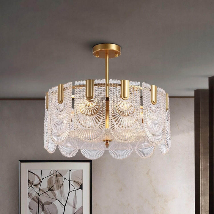 Modern Brass crystal Glass Ravilo Chandelier for Dining & Living Room