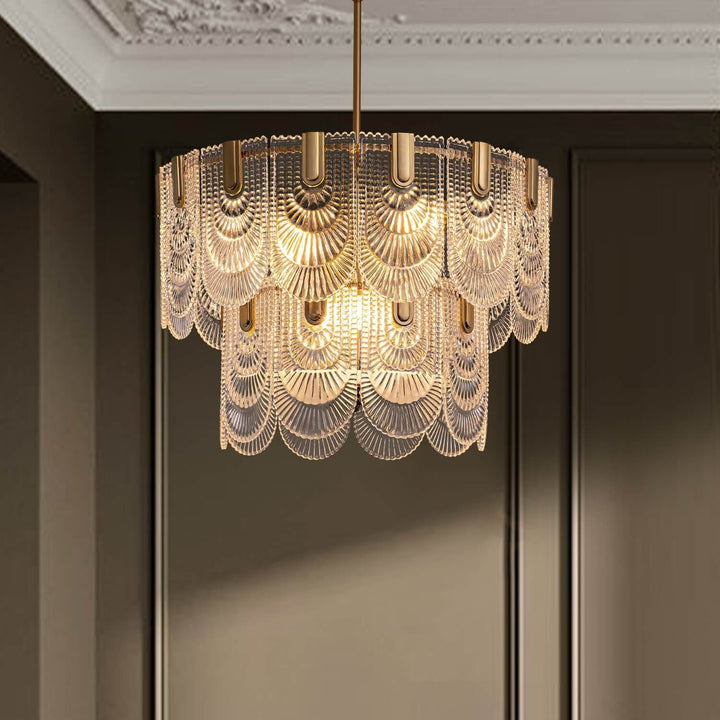 Modern Brass crystal Glass Ravilo Chandelier for Dining & Living Room
