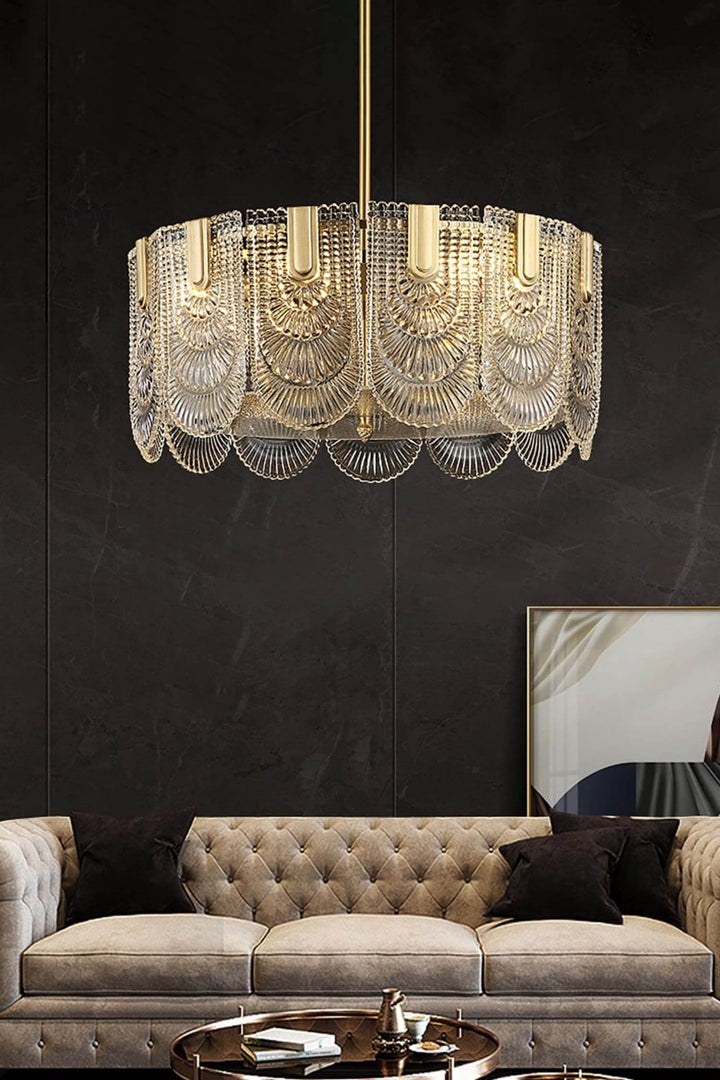 Modern Brass crystal Glass Ravilo Chandelier for Dining & Living Room