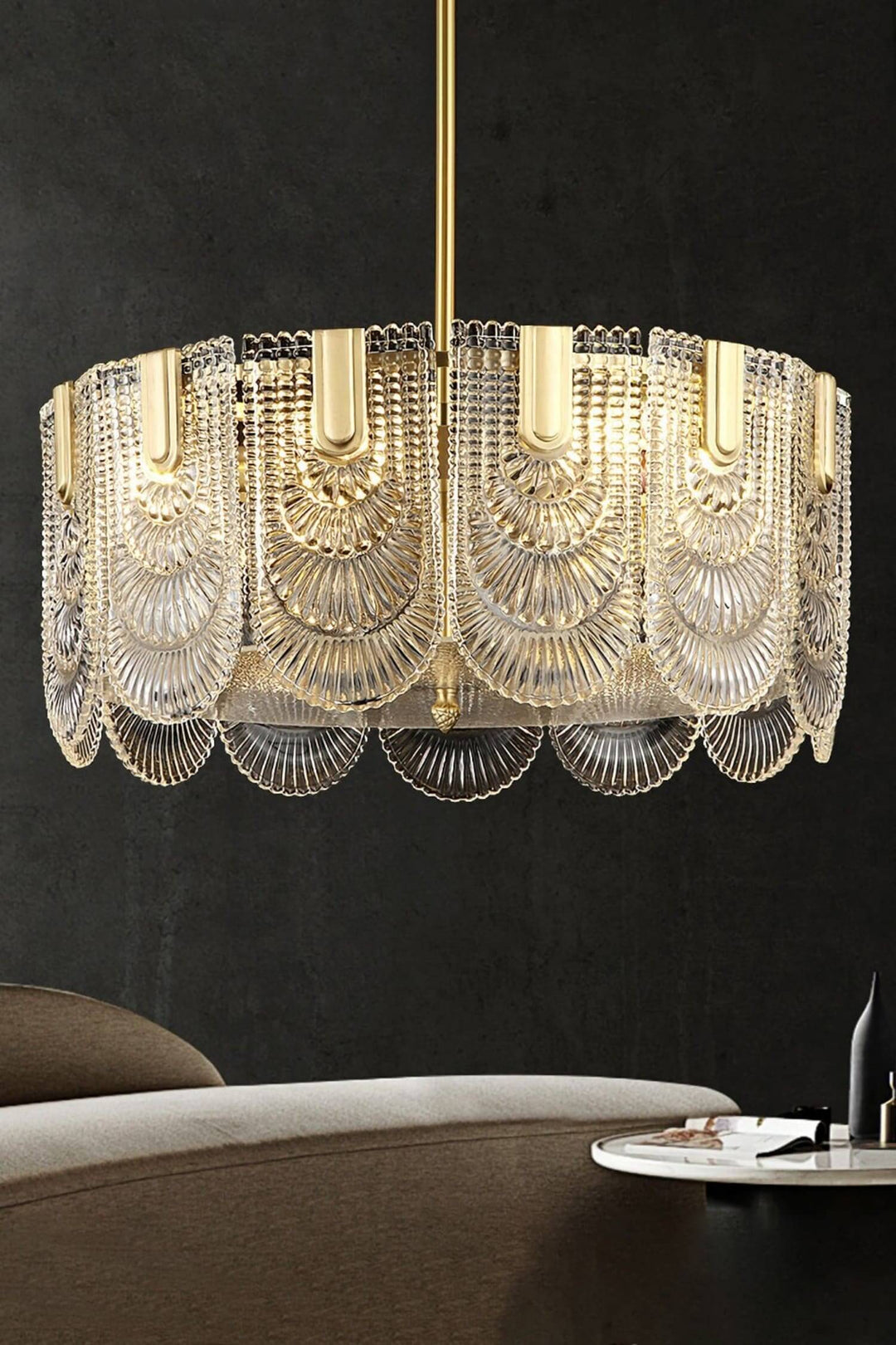 Modern Brass crystal Glass Ravilo Chandelier for Dining & Living Room