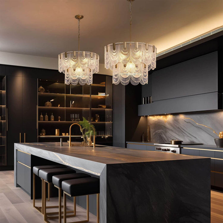 Modern Brass crystal Glass Ravilo Chandelier for Dining & Living Room