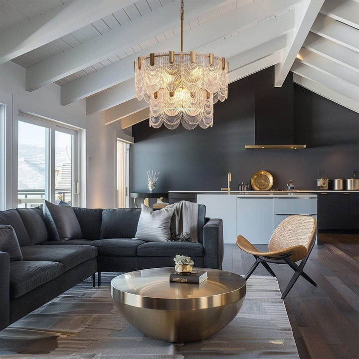 Modern Brass crystal Glass Ravilo Chandelier for Dining & Living Room