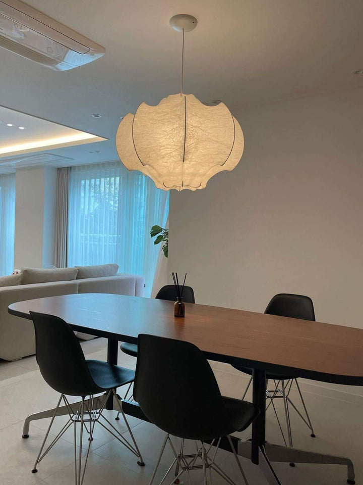 Modern White Silk Viscontea Pendant Light | Dining Room Hanging Lamp | Vinlighting | Vinlighting