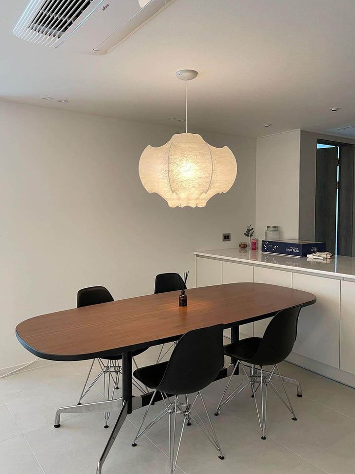 Modern White Silk Viscontea Pendant Light | Dining Room Hanging Lamp | Vinlighting | Vinlighting