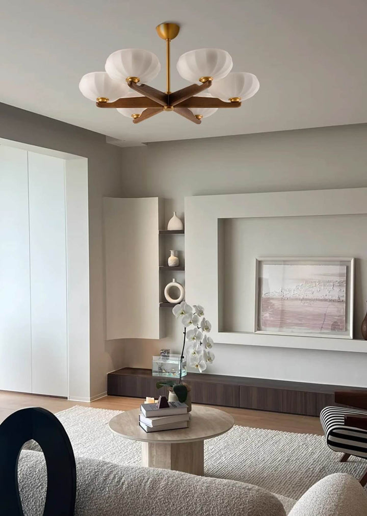 Moralyn Chandelier โ Contemporary Wood & Metal Lighting for Bedroom