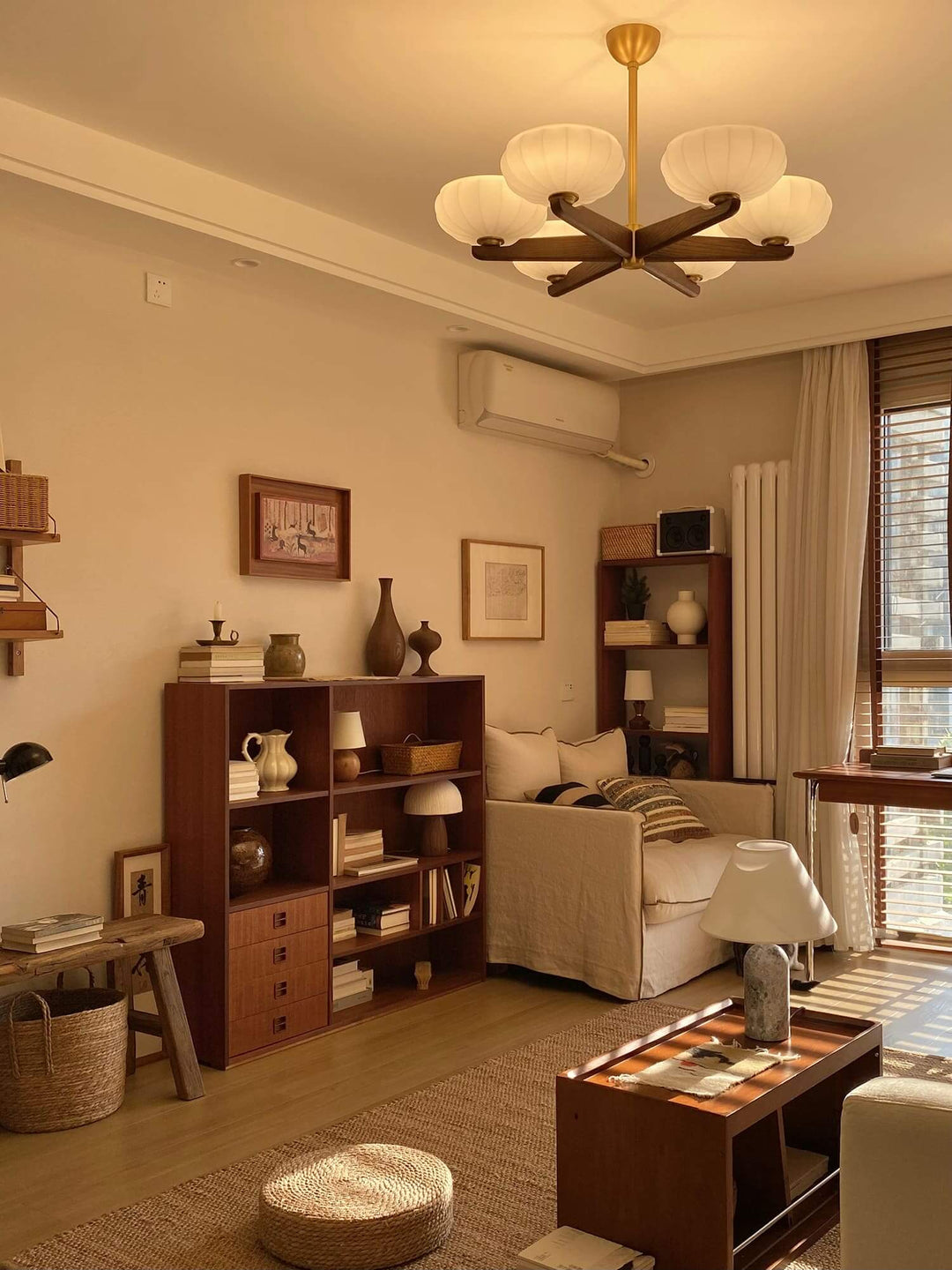 Moralyn Chandelier โ Contemporary Wood & Metal Lighting for Bedroom