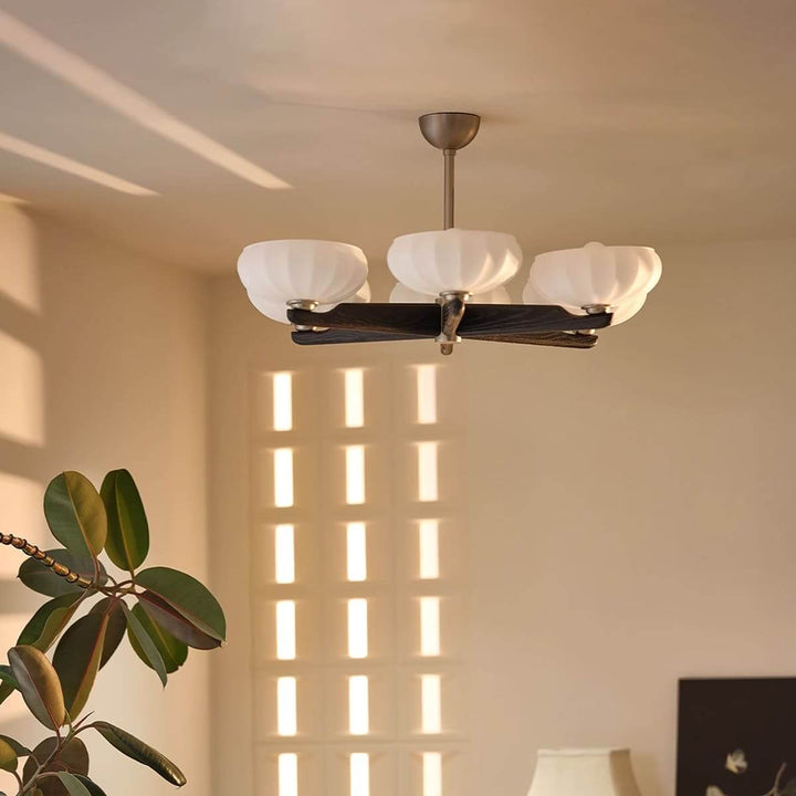 Moralyn Chandelier โ Contemporary Wood & Metal Lighting for Bedroom