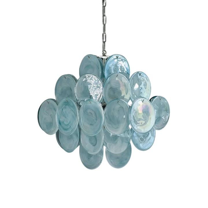 Murano Disk Chandelier 20" - Handmade French Glass Luxury Light