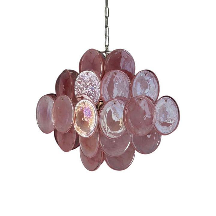 Murano Disk Chandelier 20" - Handmade French Glass Luxury Light