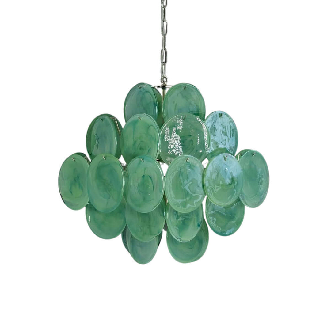 Murano Disk Chandelier 20" - Handmade French Glass Luxury Light