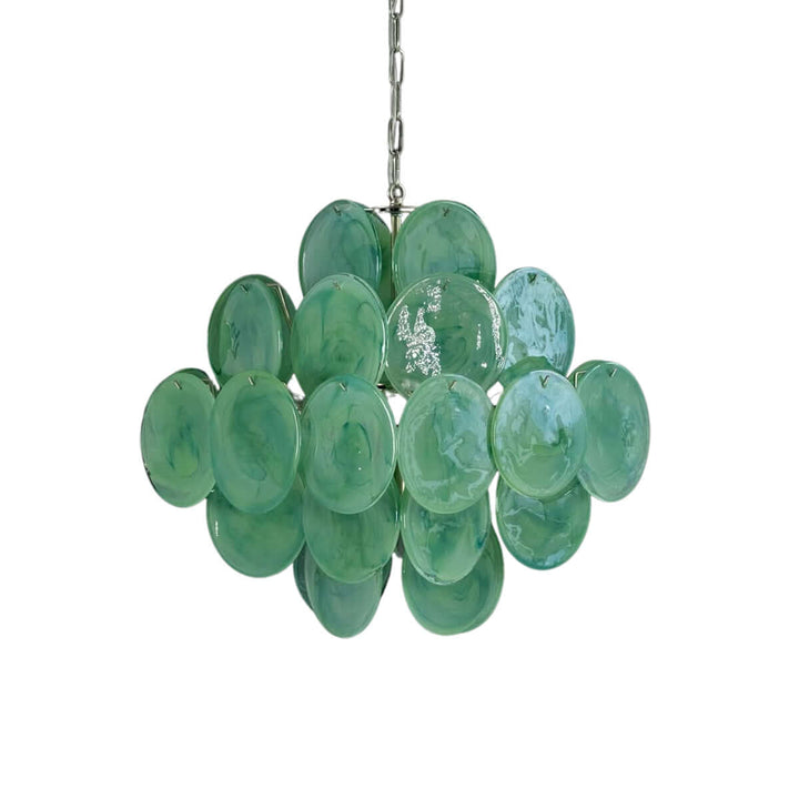 Murano Disk Chandelier 20" - Handmade French Glass Luxury Light
